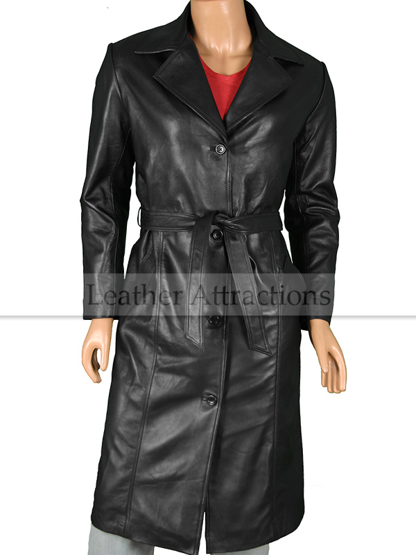 Utterly Women Long Leather coat