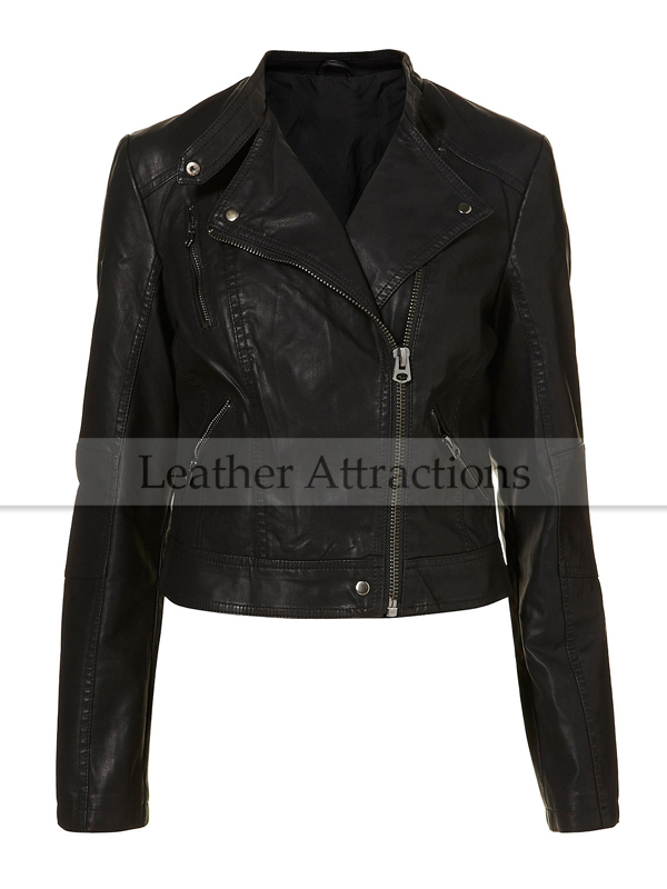 Ladies BRANDO Black Biker Style Soft Napa Italian Leather Jacket 2588 