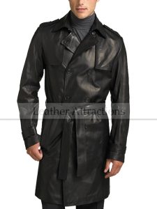 Men’s Knee Length Leather Duster Coat
