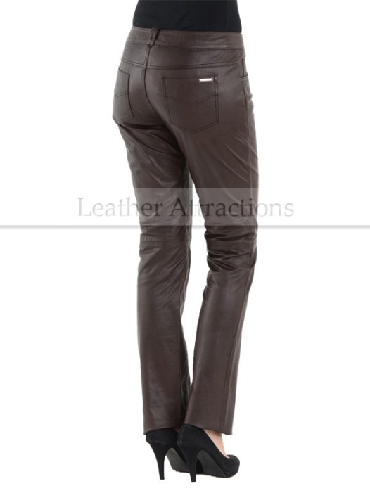 Women Motor cycle Caprice Black Leather Pants