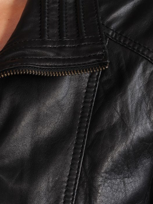 Avant Full Zipper Ladies Leather Jacket Black Collar