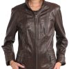 Avant Full Zipper Ladies Leather Jacket Close Front