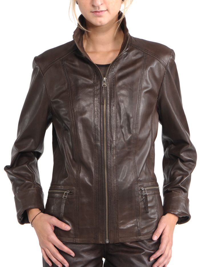 Avant Full Zipper Ladies Leather Jacket Close Front