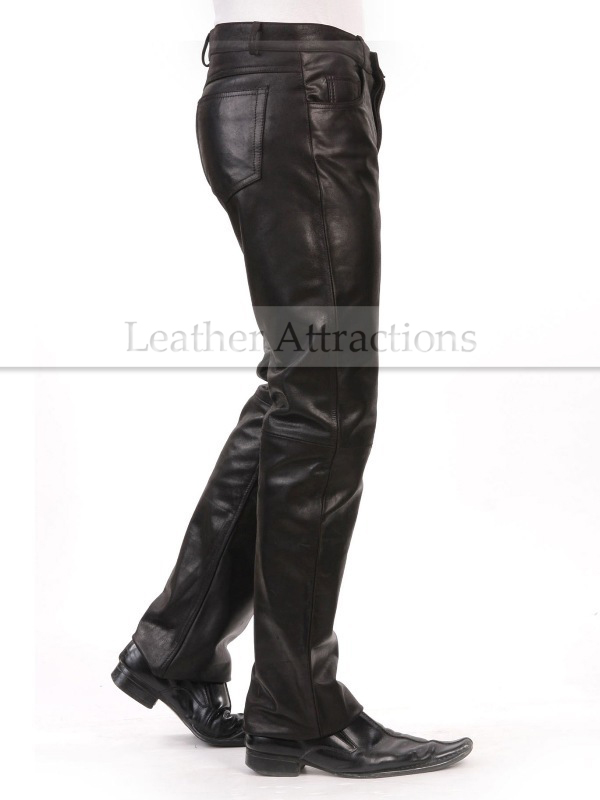 mens leather look pants