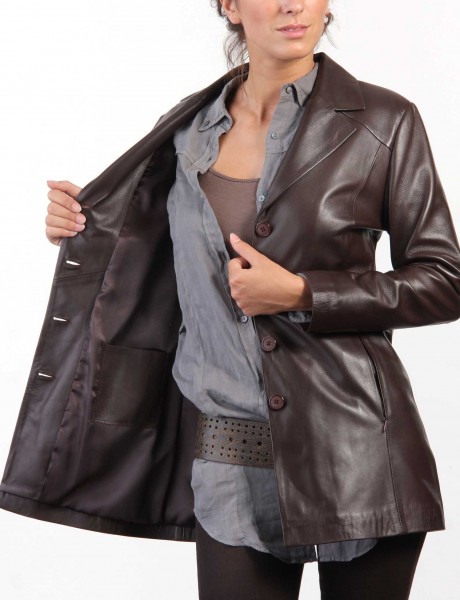 Chic Ladies Leather Jacket Inner