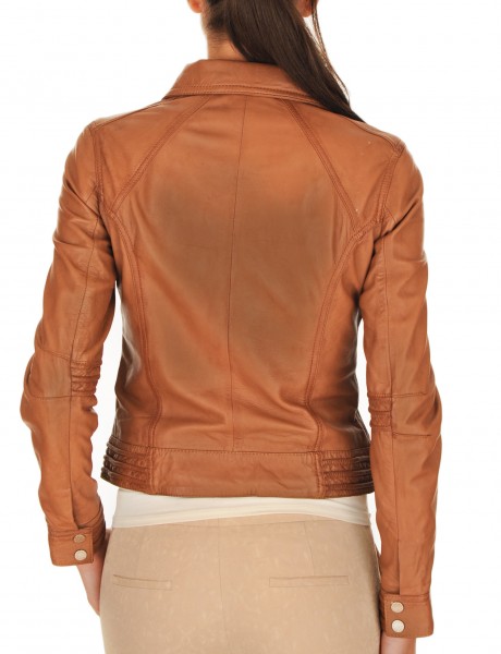 Collage Soft Leather Women Jacket Back
