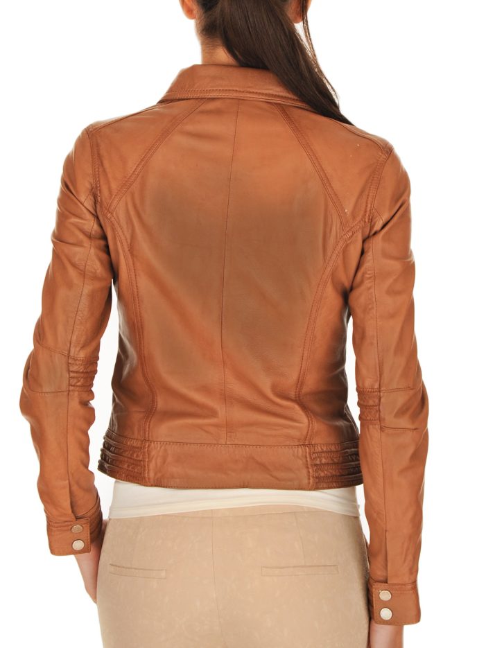 Collage Soft Leather Women Jacket Back