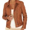 Collage Soft Leather Women Jacket Front