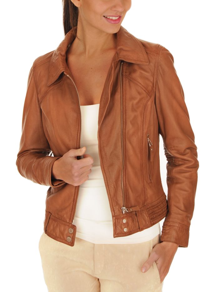 Collage Soft Leather Women Jacket Front