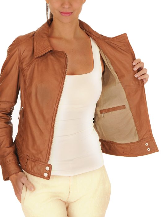 Collage Soft Leather Women Jacket Inner