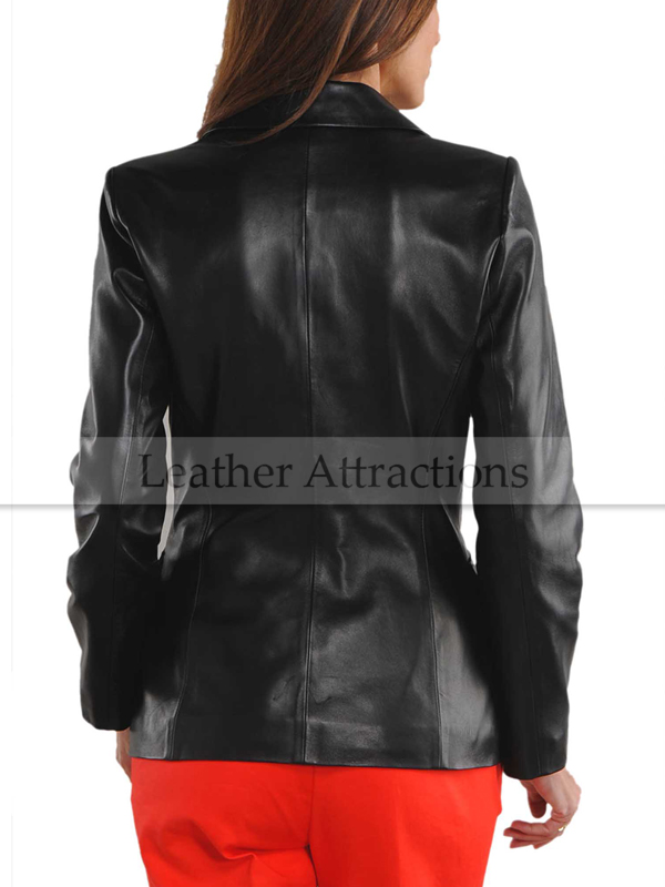 short leather blazer