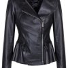 Duches Black leather Ladies Jacket Front MAin