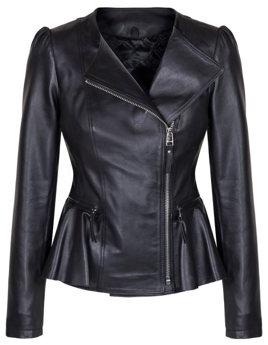 Duches Black leather Ladies Jacket Front MAin