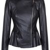 Duches Black leather Ladies Jacket MAin Front