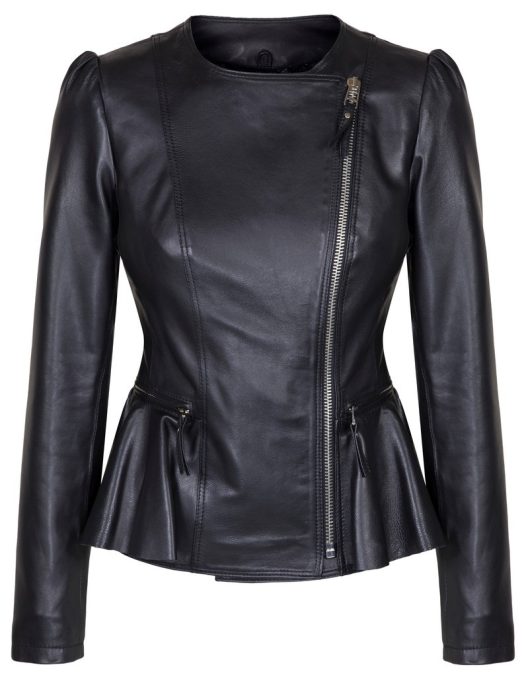 Duches Black leather Ladies Jacket MAin Front