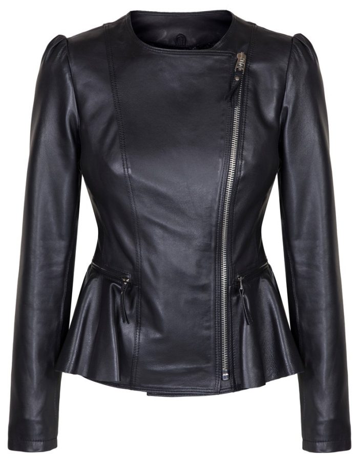 Duches Black leather Ladies Jacket MAin Front