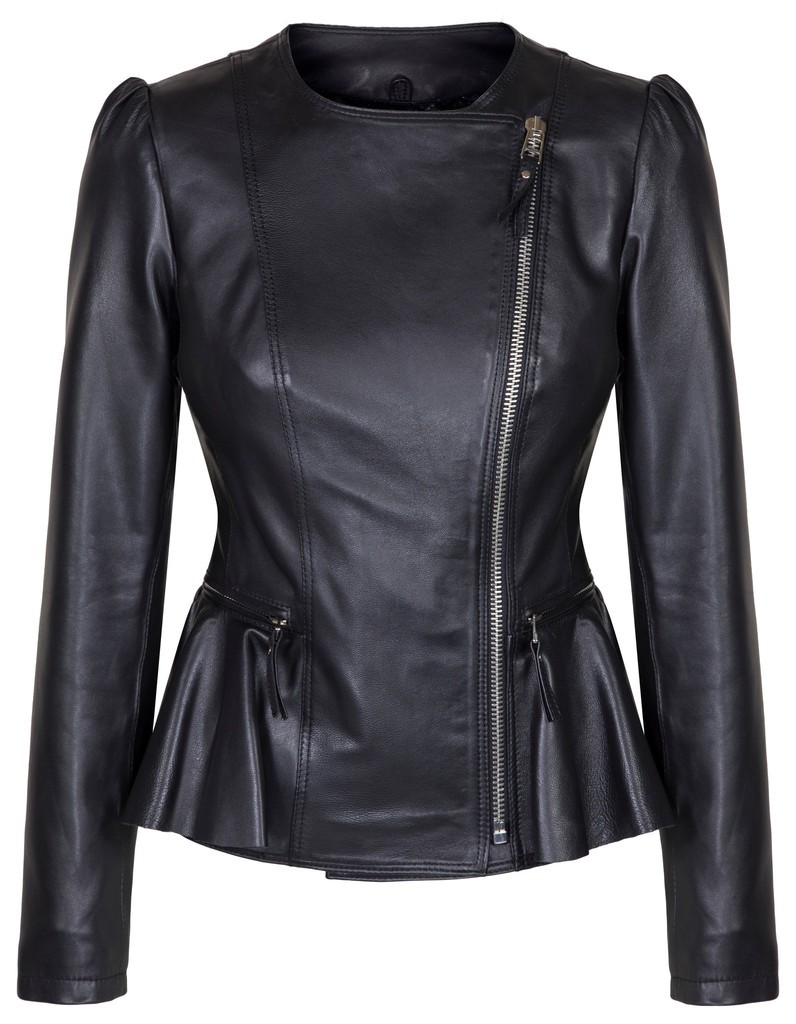 ladies black leather jacket