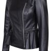 Duches Black leather Ladies Jacket Side Front