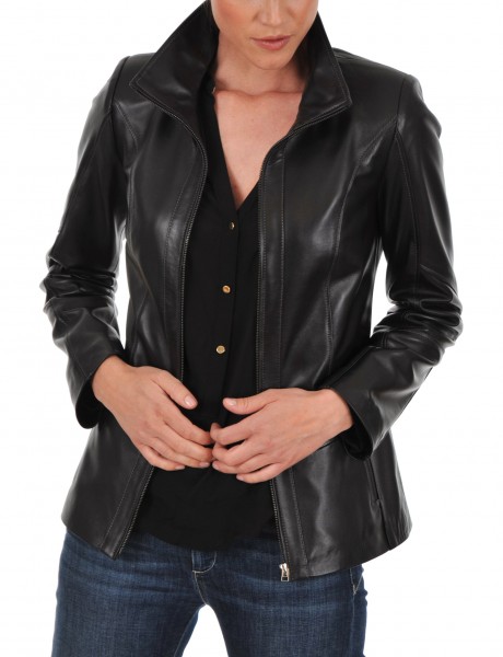 Euro Ladies Leather jacket OPen Front MAin