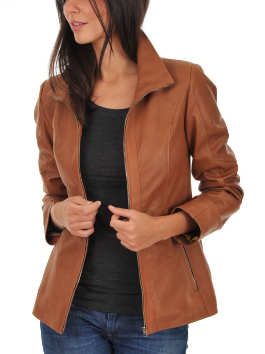 Euro Ladies Leather jacket open Front