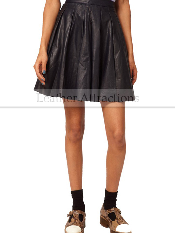 French Flarred Leather Skirt