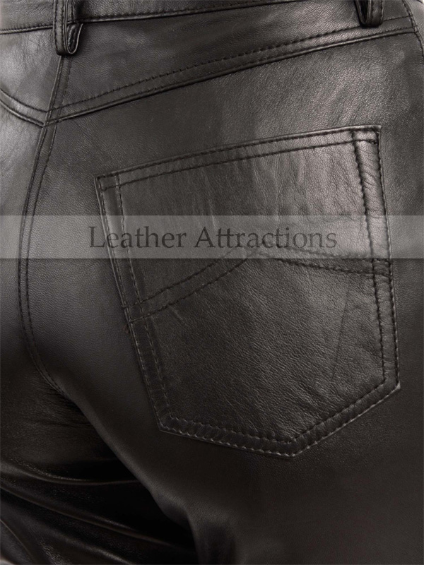 black leather jeans womens