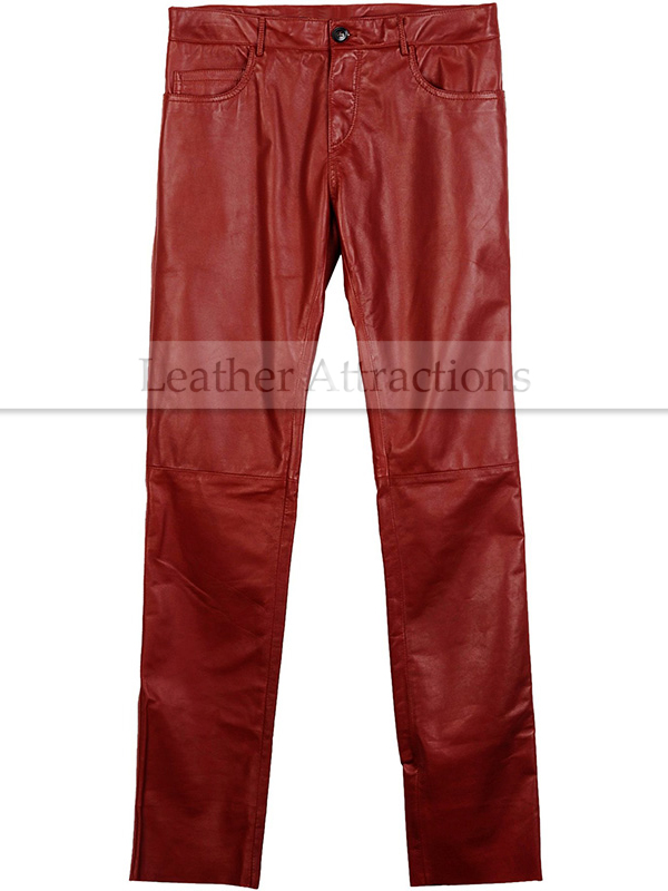 Slægtsforskning Idol inden længe Men 5 pocket jeans style Red leather pants