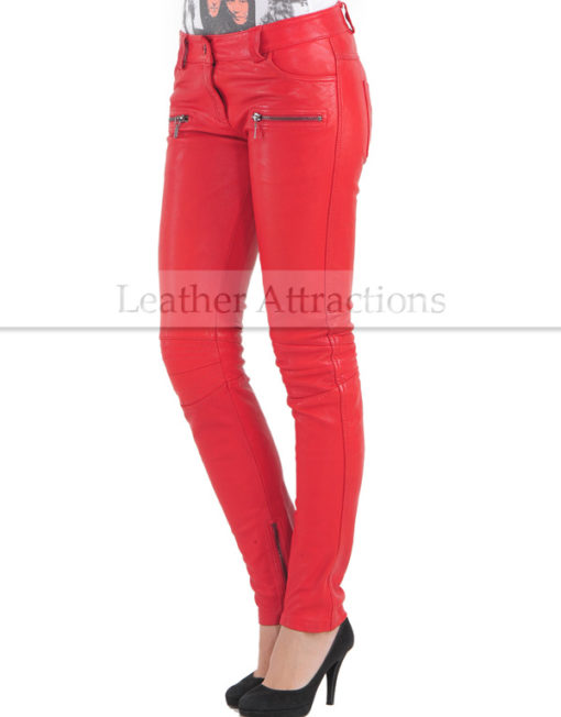 red biker pants