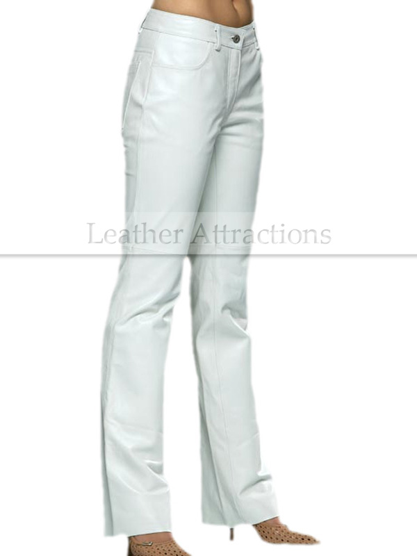 women's leather boot cut pants