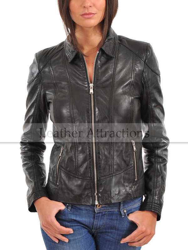 Women Attraction Quilted leather Jacket